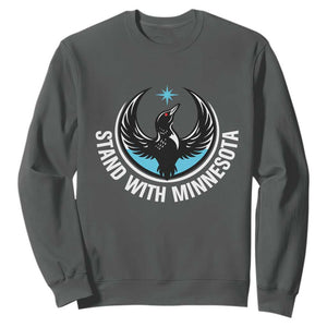 Minnesota Strong Sweatshirt Stand With Minnesota Anti ICE Immigration Rights Protest TS14 Dark Heather Print Your Wear