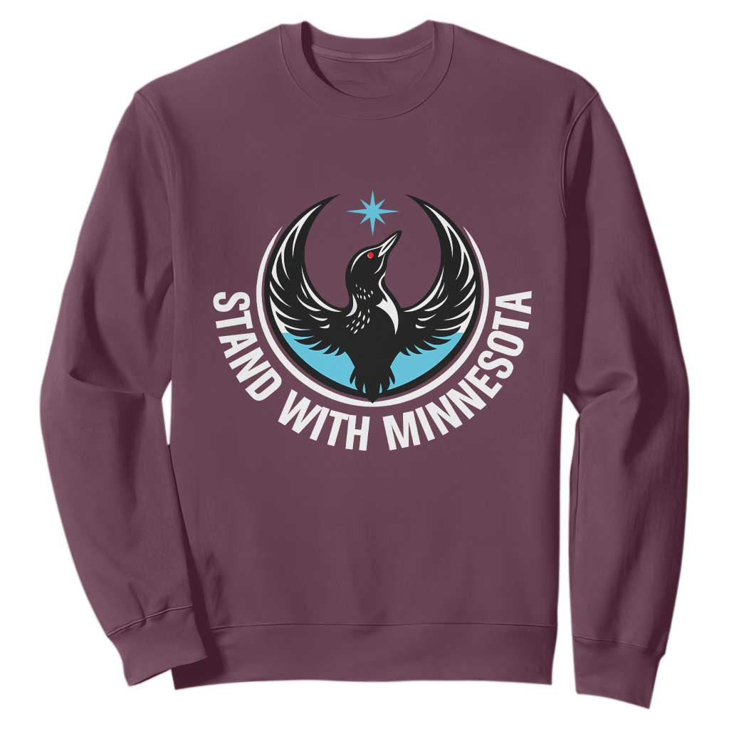 Minnesota Strong Sweatshirt Stand With Minnesota Anti ICE Immigration Rights Protest TS14 Maroon Print Your Wear