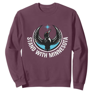 Minnesota Strong Sweatshirt Stand With Minnesota Anti ICE Immigration Rights Protest TS14 Maroon Print Your Wear