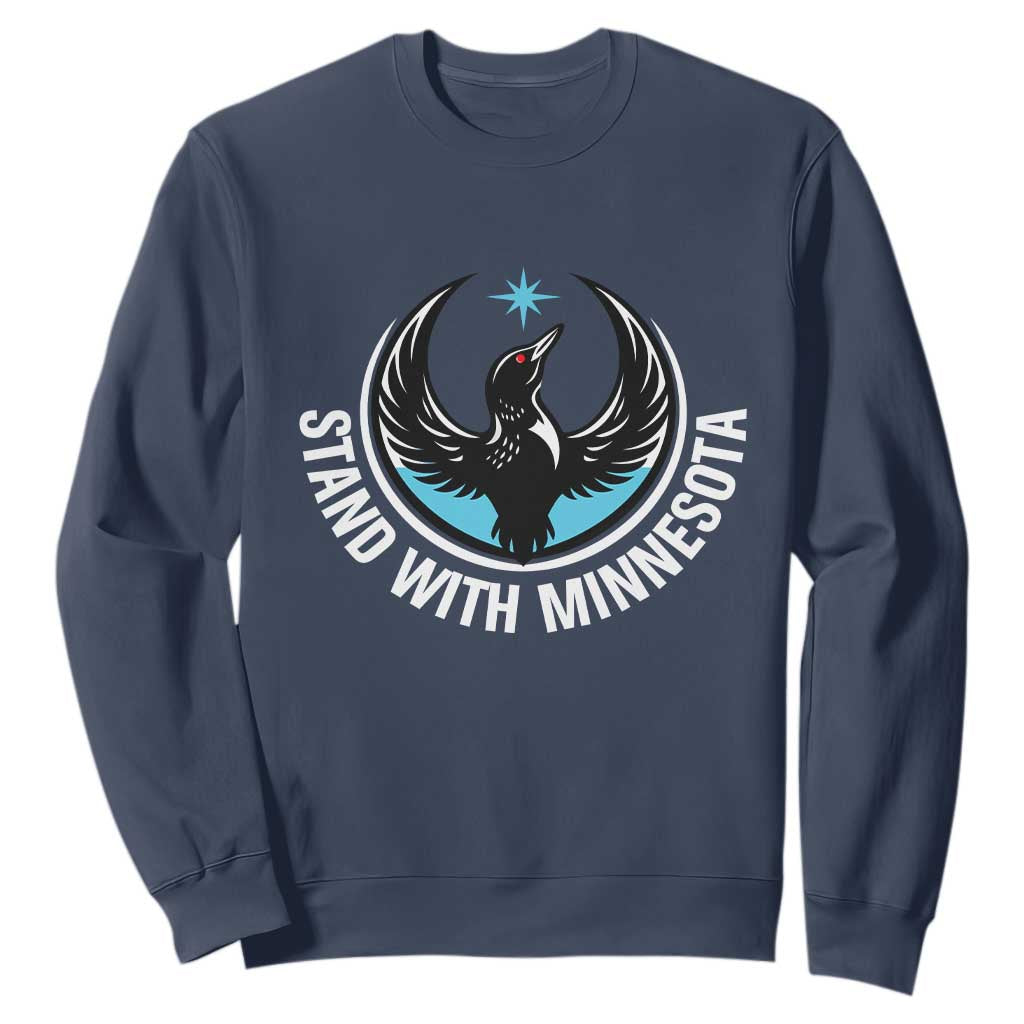 Minnesota Strong Sweatshirt Stand With Minnesota Anti ICE Immigration Rights Protest TS14 Navy Print Your Wear