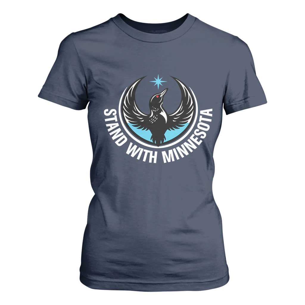 Minnesota Strong T Shirt For Women Stand With Minnesota Anti ICE Immigration Rights Protest TS14 Navy Print Your Wear