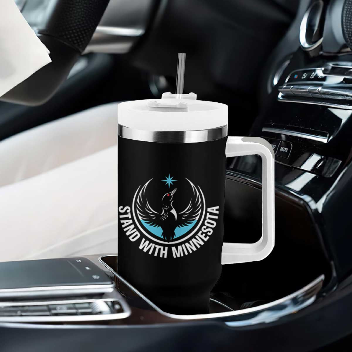Minnesota Strong Tumbler With Handle Stand With Minnesota Anti ICE Immigration Rights Protest TS14 Print Your Wear