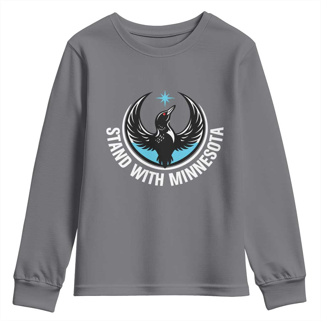 Minnesota Strong Youth Sweatshirt Stand With Minnesota Anti ICE Immigration Rights Protest TS14 Charcoal Print Your Wear