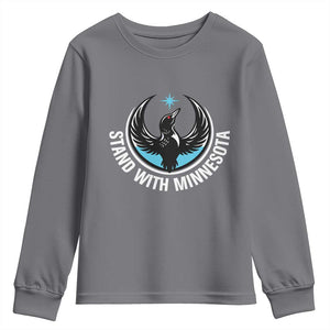 Minnesota Strong Youth Sweatshirt Stand With Minnesota Anti ICE Immigration Rights Protest TS14 Charcoal Print Your Wear