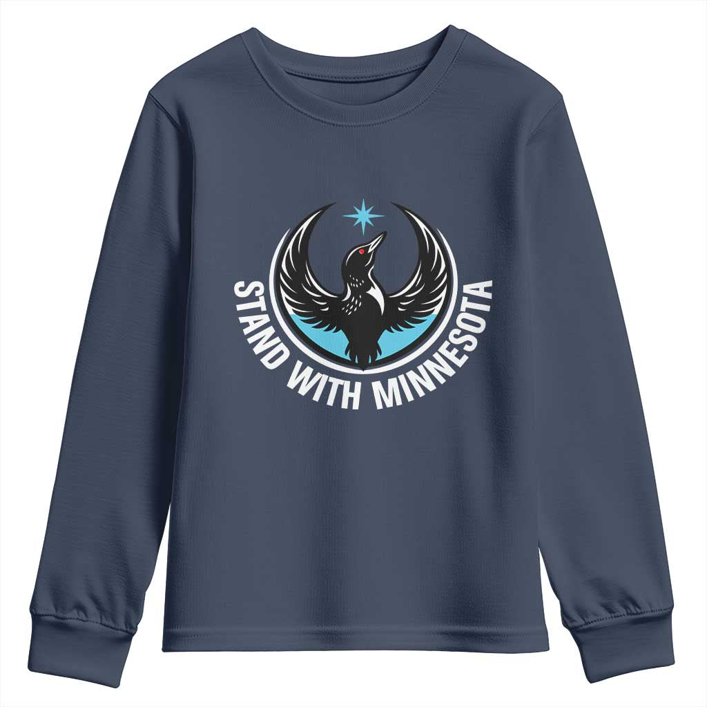 Minnesota Strong Youth Sweatshirt Stand With Minnesota Anti ICE Immigration Rights Protest TS14 Navy Print Your Wear