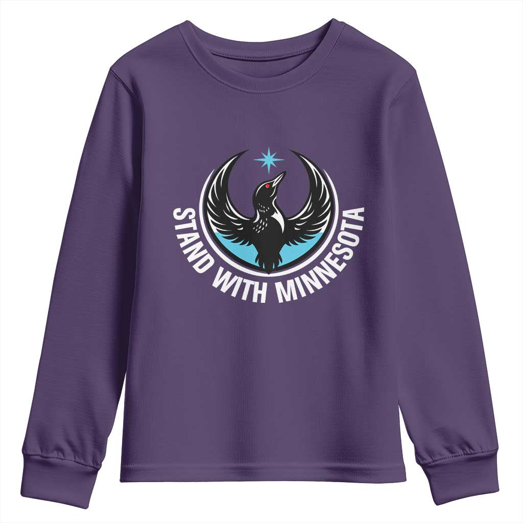 Minnesota Strong Youth Sweatshirt Stand With Minnesota Anti ICE Immigration Rights Protest TS14 Purple Print Your Wear