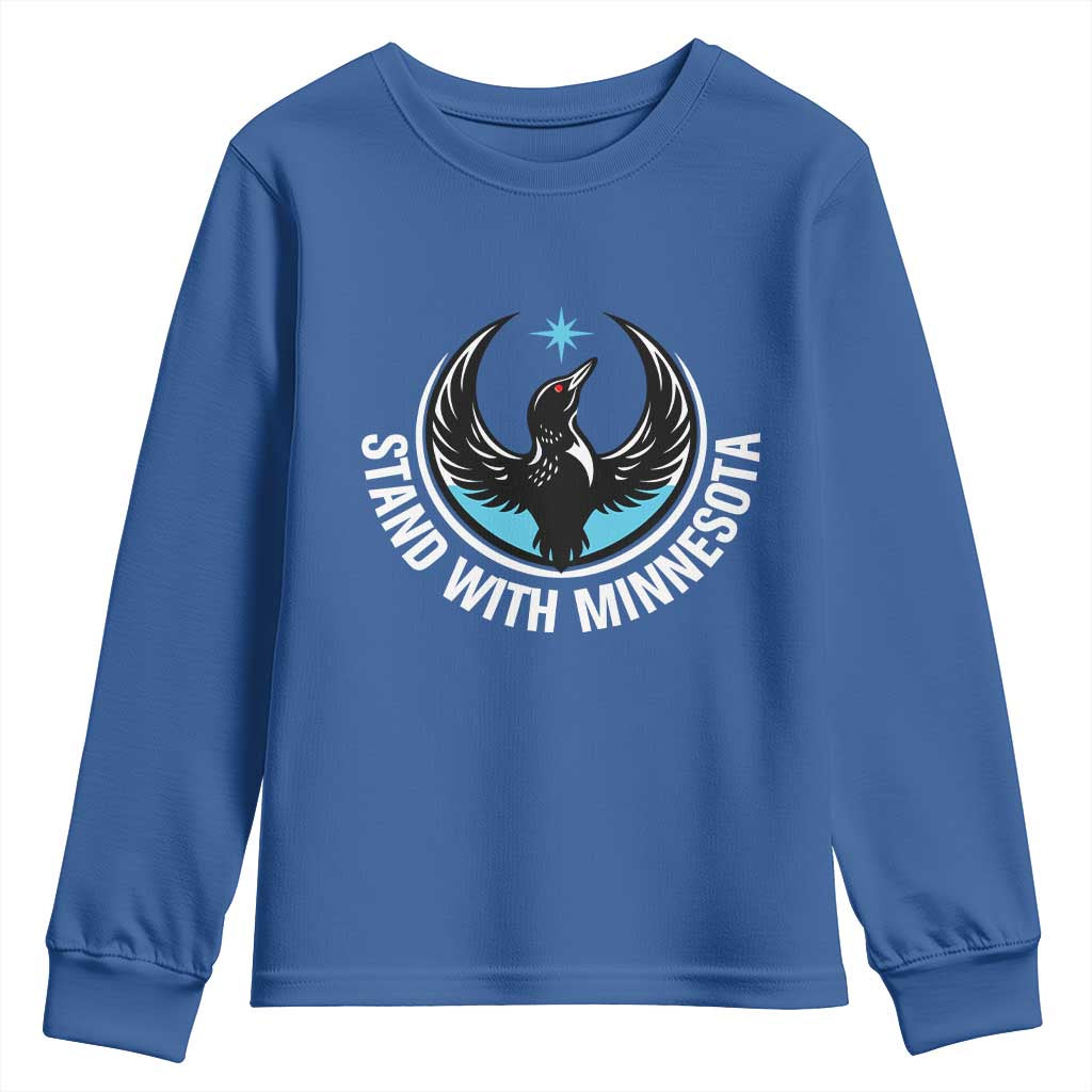 Minnesota Strong Youth Sweatshirt Stand With Minnesota Anti ICE Immigration Rights Protest TS14 Royal Blue Print Your Wear