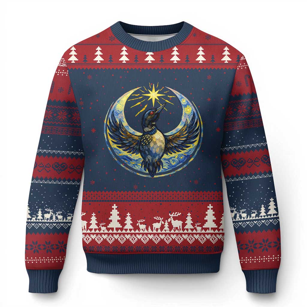 Minnesota Strong Ugly Christmas Sweater Minneapolis Loon Starry Night Van Gogh TS14 Navy Red Print Your Wear