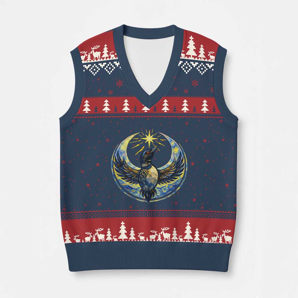 Minnesota Strong V-Neck Knit Sweater Vest Minneapolis Loon Starry Night Van Gogh TS14 Navy Red Print Your Wear