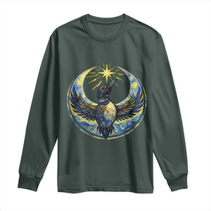 Minnesota Strong Long Sleeve Shirt Minneapolis Loon Starry Night Van Gogh TS14 Dark Forest Green Print Your Wear