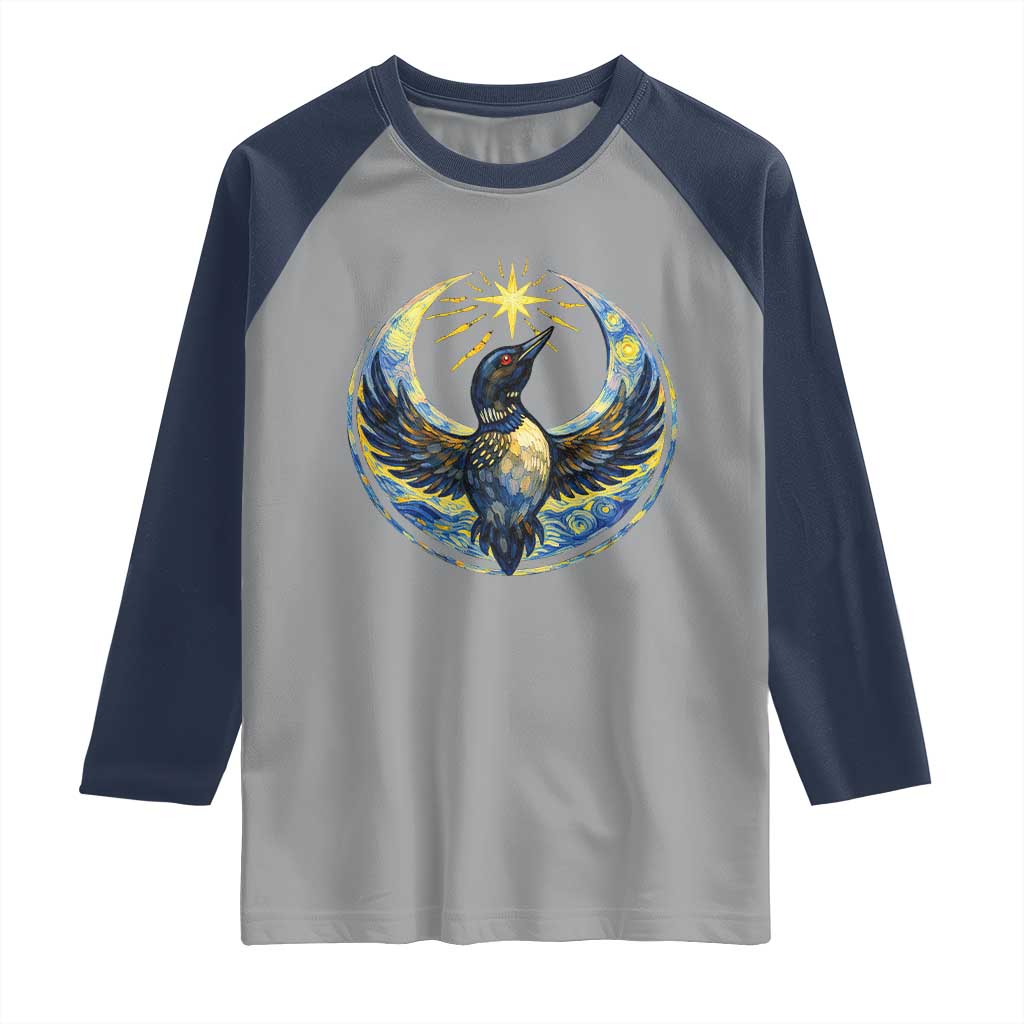 Minnesota Strong Raglan Shirt Minneapolis Loon Starry Night Van Gogh TS14 Sport Gray Navy Print Your Wear