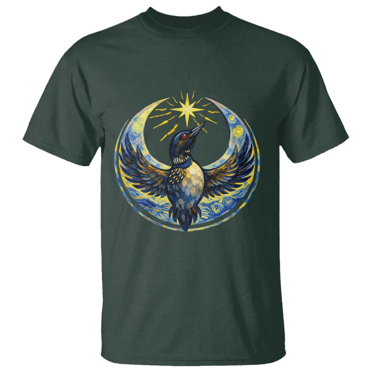 Minnesota Strong T Shirt Minneapolis Loon Starry Night Van Gogh TS14 Dark Forest Green Print Your Wear