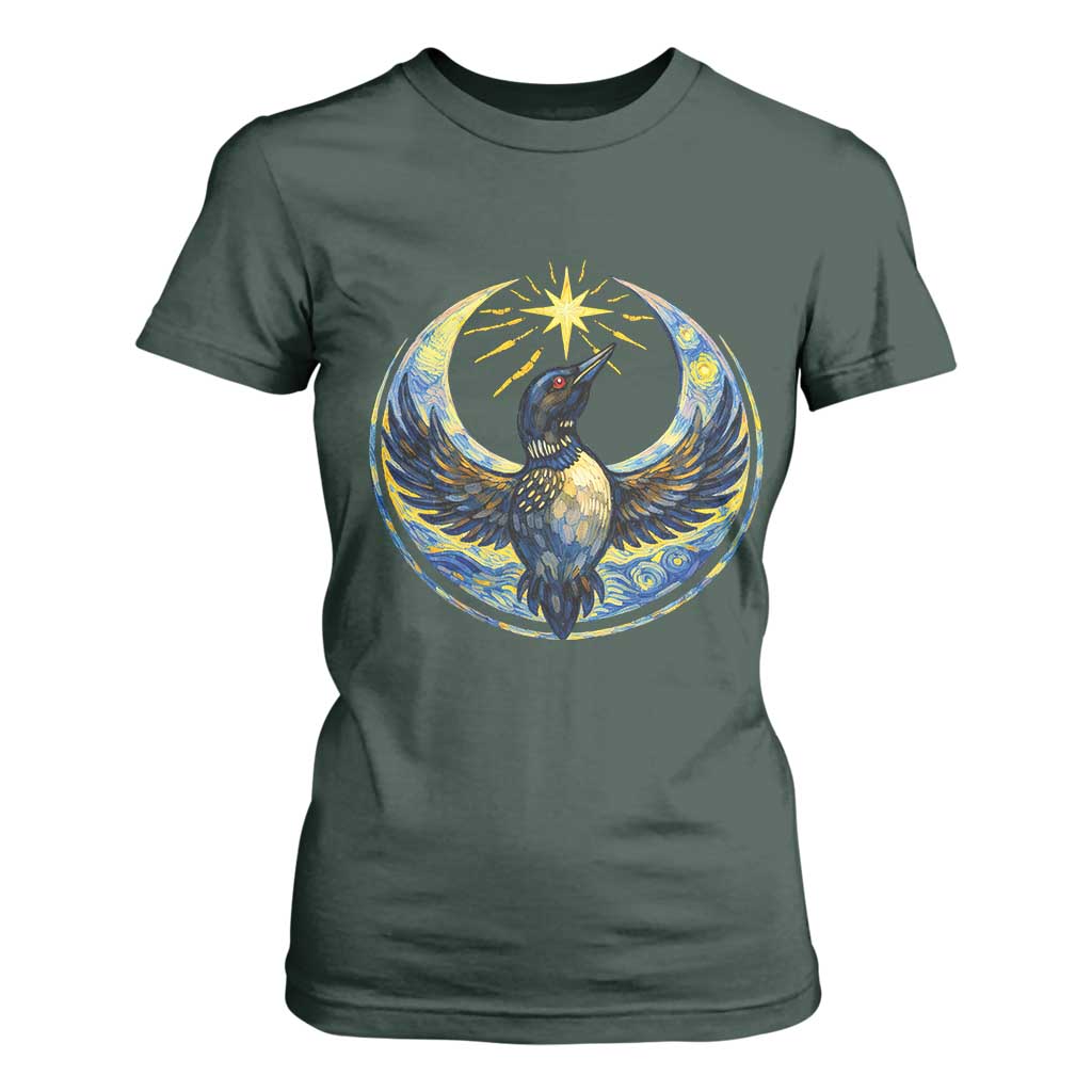 Minnesota Strong T Shirt For Women Minneapolis Loon Starry Night Van Gogh TS14 Dark Forest Green Print Your Wear