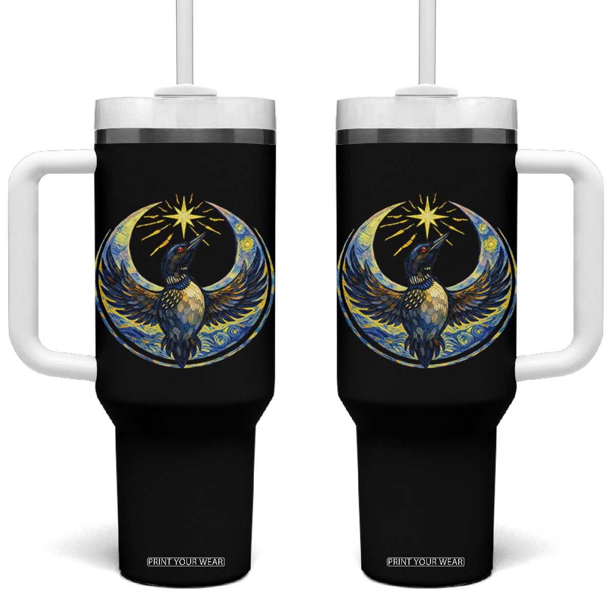 Minnesota Strong Tumbler With Handle Minneapolis Loon Starry Night Van Gogh TS14 One Size: 40 oz Black Print Your Wear