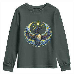 Minnesota Strong Youth Sweatshirt Minneapolis Loon Starry Night Van Gogh TS14 Dark Forest Green Print Your Wear