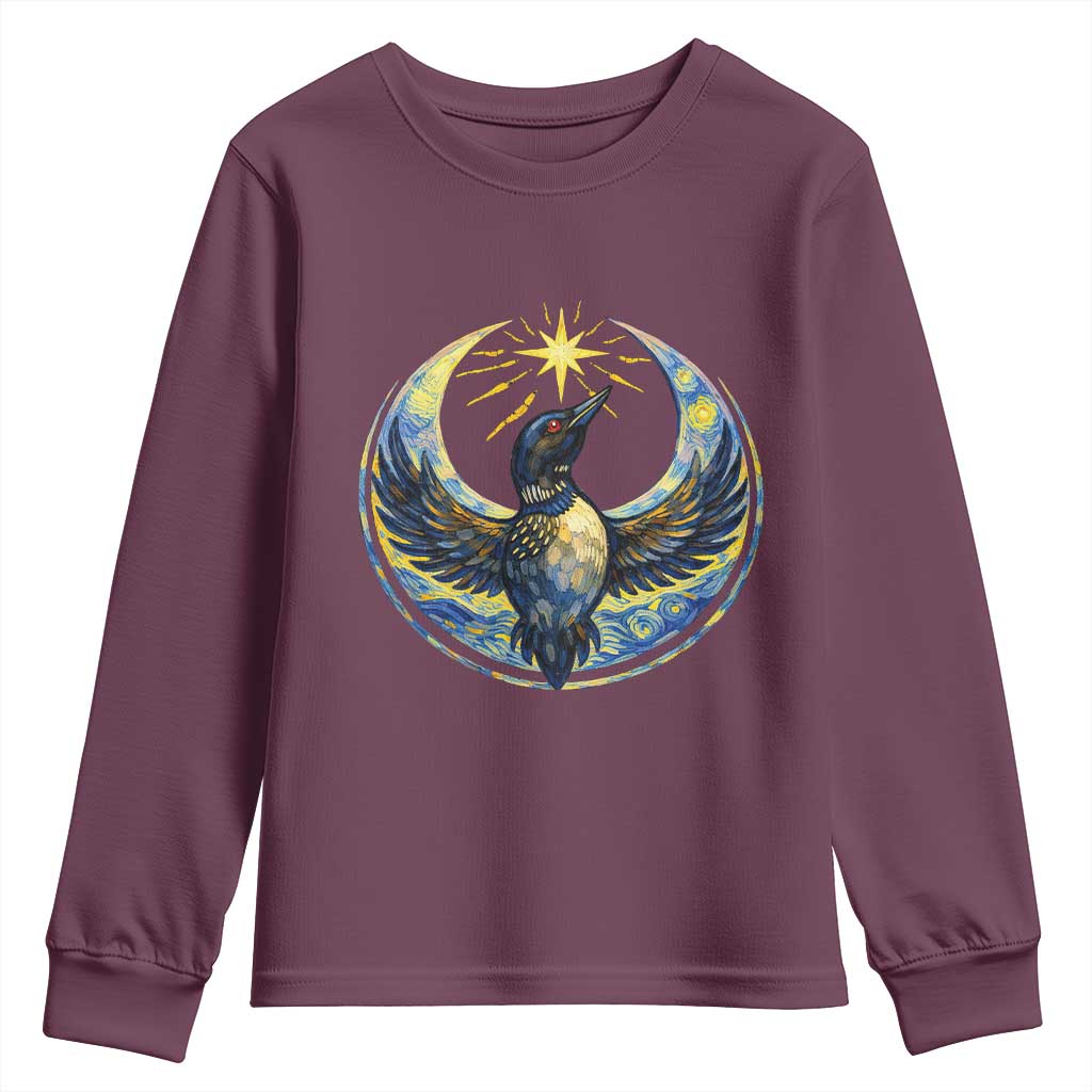 Minnesota Strong Youth Sweatshirt Minneapolis Loon Starry Night Van Gogh TS14 Maroon Print Your Wear