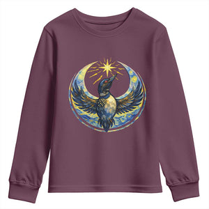 Minnesota Strong Youth Sweatshirt Minneapolis Loon Starry Night Van Gogh TS14 Maroon Print Your Wear
