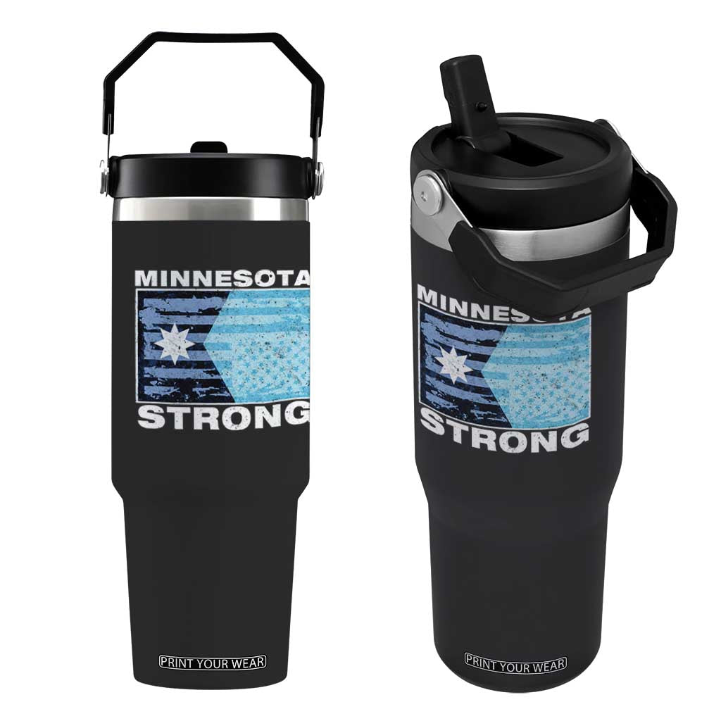 Minnesota Strong Flip Straw Tumbler MN State Flag Political Protest MN Resistance Abolish ICE TS14 One Size: 30 oz Black Print Your Wear