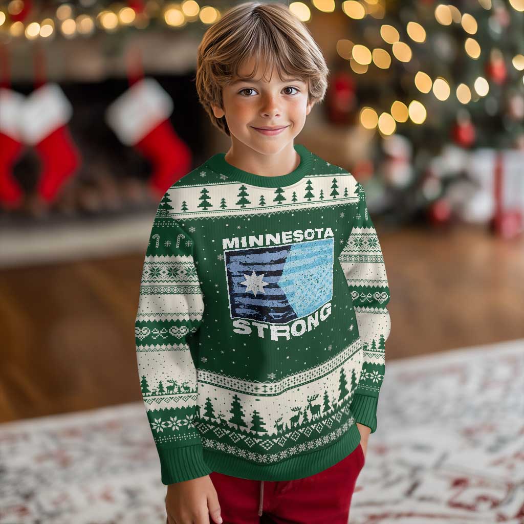 Minnesota Strong Ugly Christmas Sweater MN State Flag Political Protest MN Resistance Abolish ICE TS14 Forest Green Beige Print Your Wear