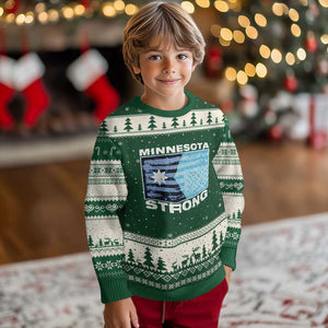 Minnesota Strong Ugly Christmas Sweater MN State Flag Political Protest MN Resistance Abolish ICE TS14 Forest Green Beige Print Your Wear