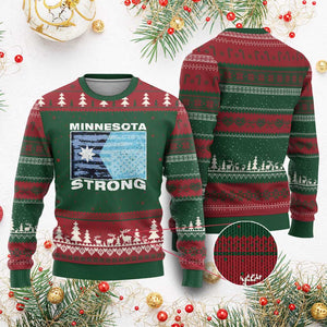 Minnesota Strong Ugly Christmas Sweater MN State Flag Political Protest MN Resistance Abolish ICE TS14 Red Green Print Your Wear