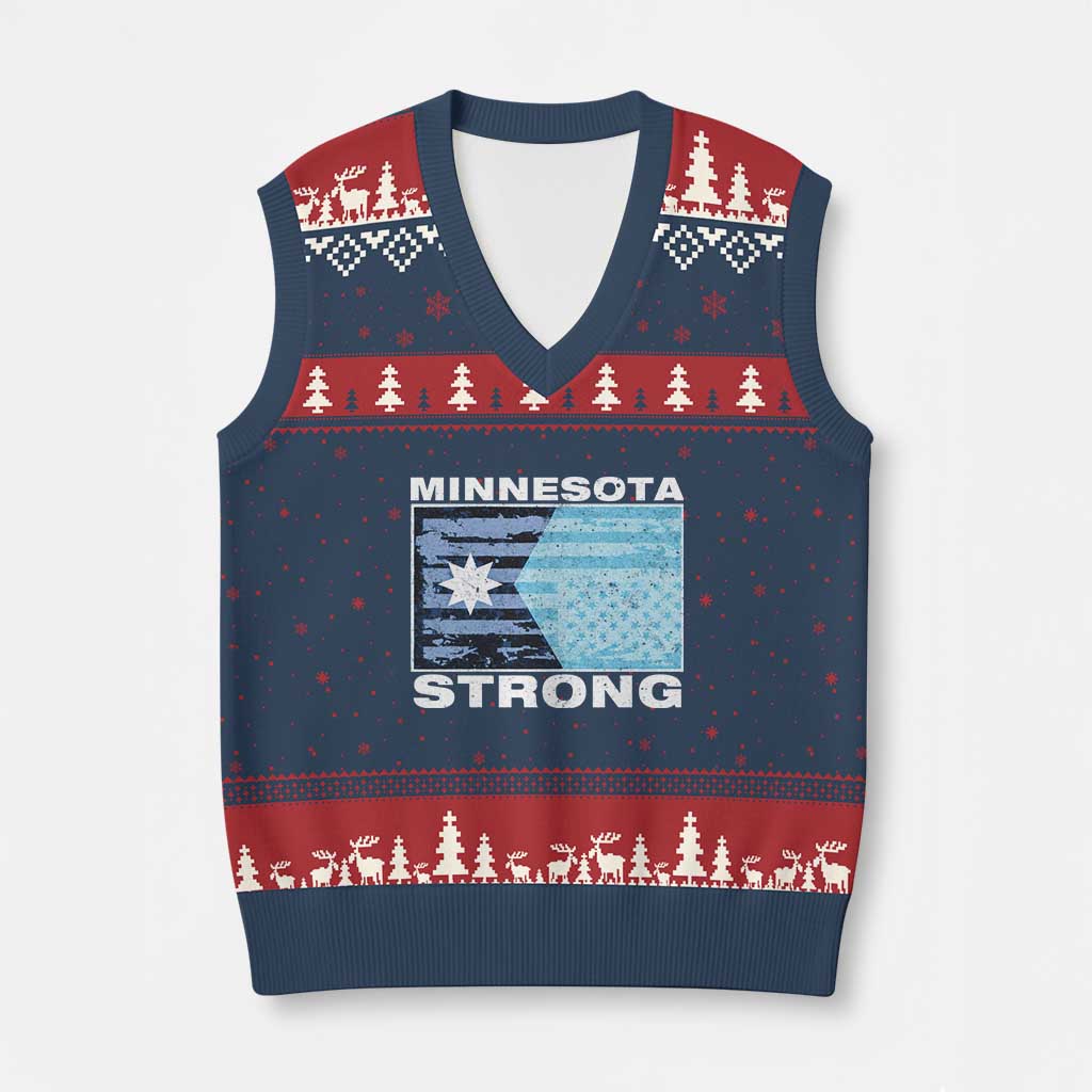Minnesota Strong V-Neck Knit Sweater Vest MN State Flag Political Protest MN Resistance Abolish ICE TS14 Navy Red Print Your Wear