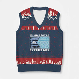 Minnesota Strong V-Neck Knit Sweater Vest MN State Flag Political Protest MN Resistance Abolish ICE TS14 Navy Red Print Your Wear