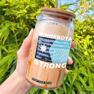 Minnesota Strong Glass Can MN State Flag Political Protest MN Resistance Abolish ICE TS14 Black Print Your Wear