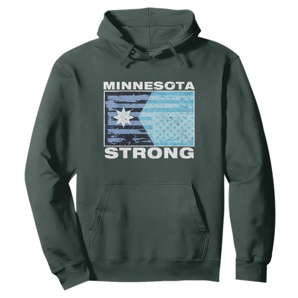 Minnesota Strong Hoodie MN State Flag Political Protest MN Resistance Abolish ICE TS14 Dark Forest Green Print Your Wear