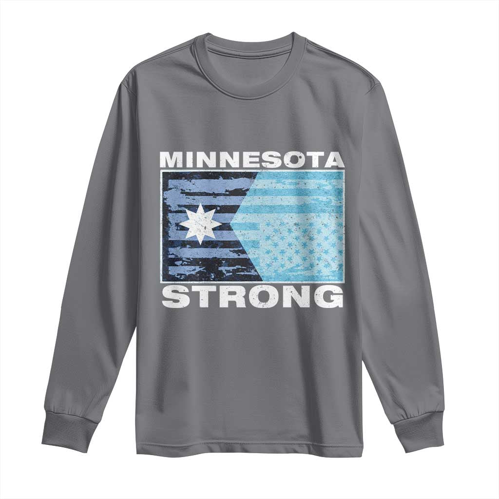 Minnesota Strong Long Sleeve Shirt MN State Flag Political Protest MN Resistance Abolish ICE TS14 Charcoal Print Your Wear