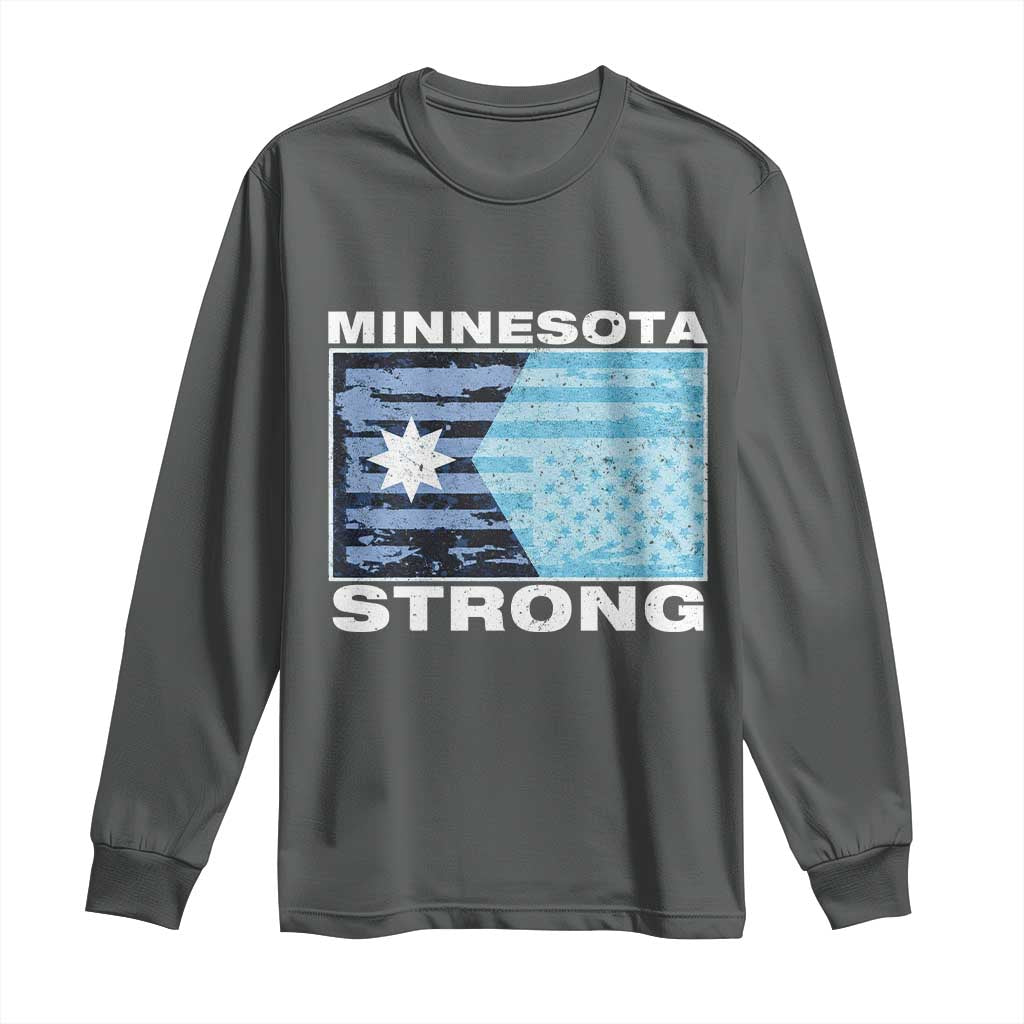 Minnesota Strong Long Sleeve Shirt MN State Flag Political Protest MN Resistance Abolish ICE TS14 Dark Heather Print Your Wear