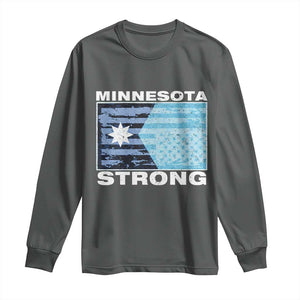 Minnesota Strong Long Sleeve Shirt MN State Flag Political Protest MN Resistance Abolish ICE TS14 Dark Heather Print Your Wear