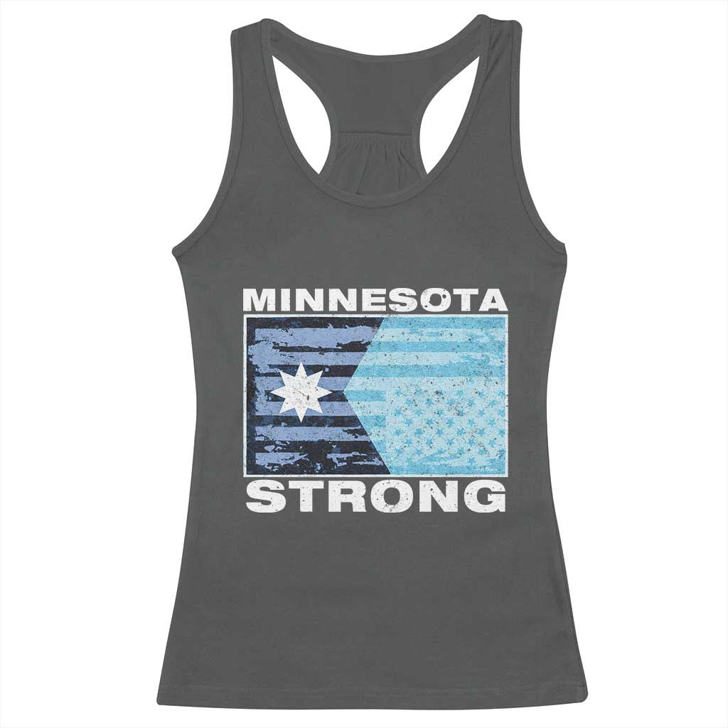 Minnesota Strong Racerback Tank Top MN State Flag Political Protest MN Resistance Abolish ICE TS14 Dark Heather Print Your Wear