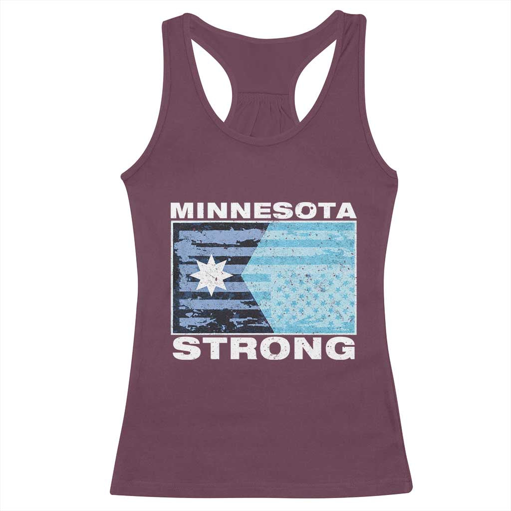 Minnesota Strong Racerback Tank Top MN State Flag Political Protest MN Resistance Abolish ICE TS14 Maroon Print Your Wear