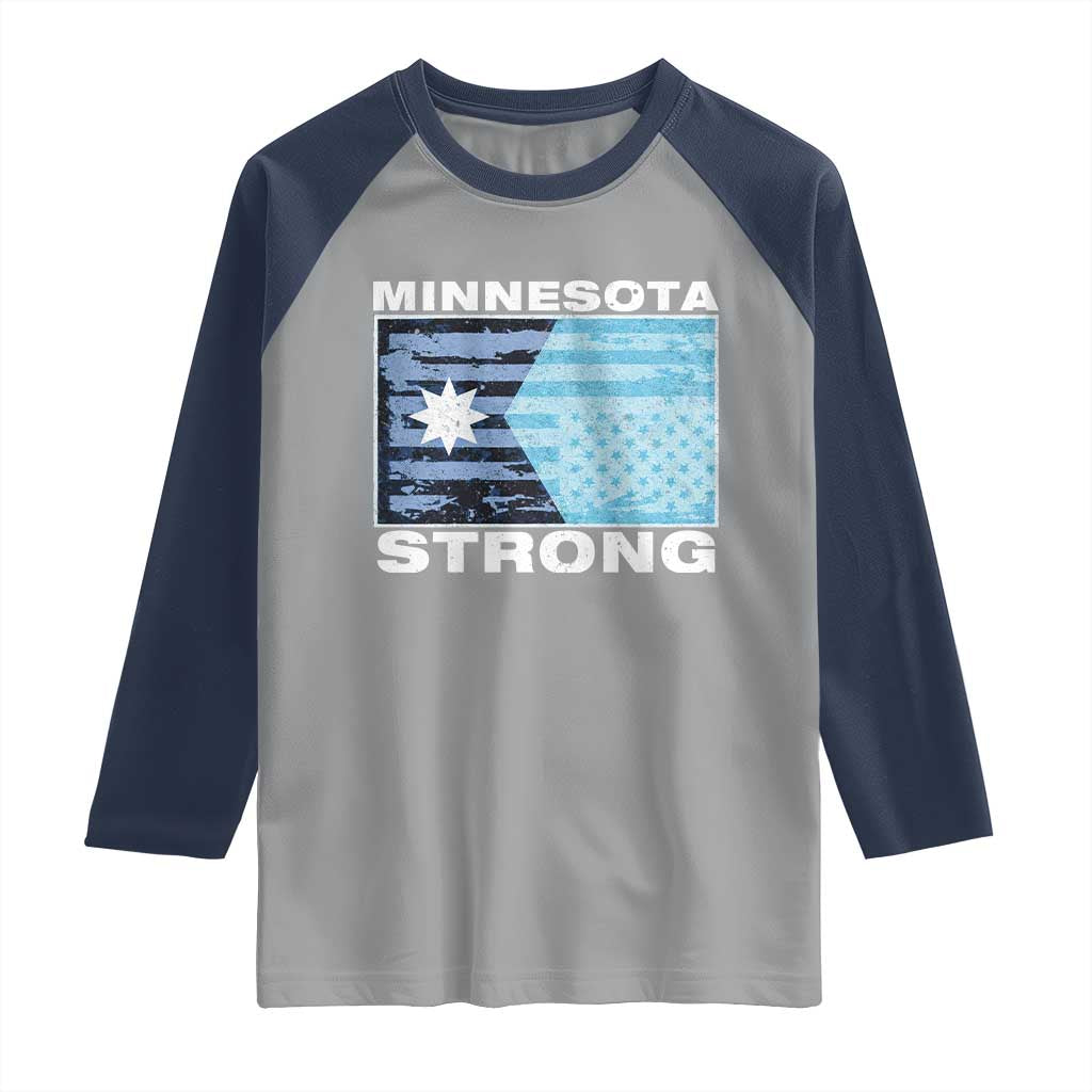 Minnesota Strong Raglan Shirt MN State Flag Political Protest MN Resistance Abolish ICE TS14 Sport Gray Navy Print Your Wear