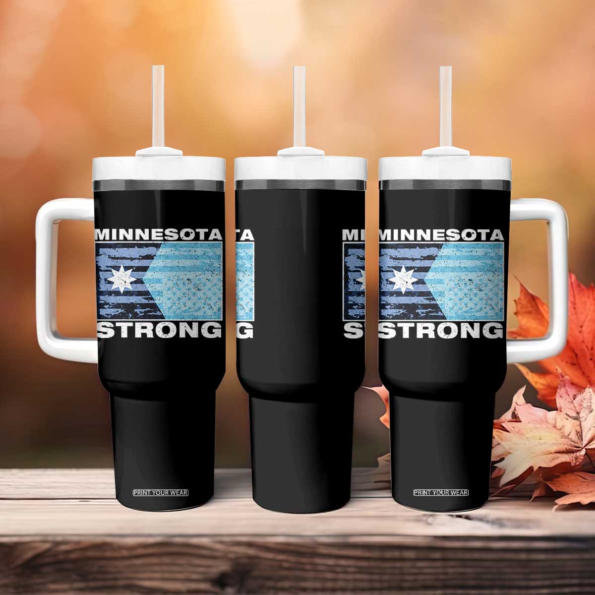 Minnesota Strong Tumbler With Handle MN State Flag Political Protest MN Resistance Abolish ICE TS14 Print Your Wear