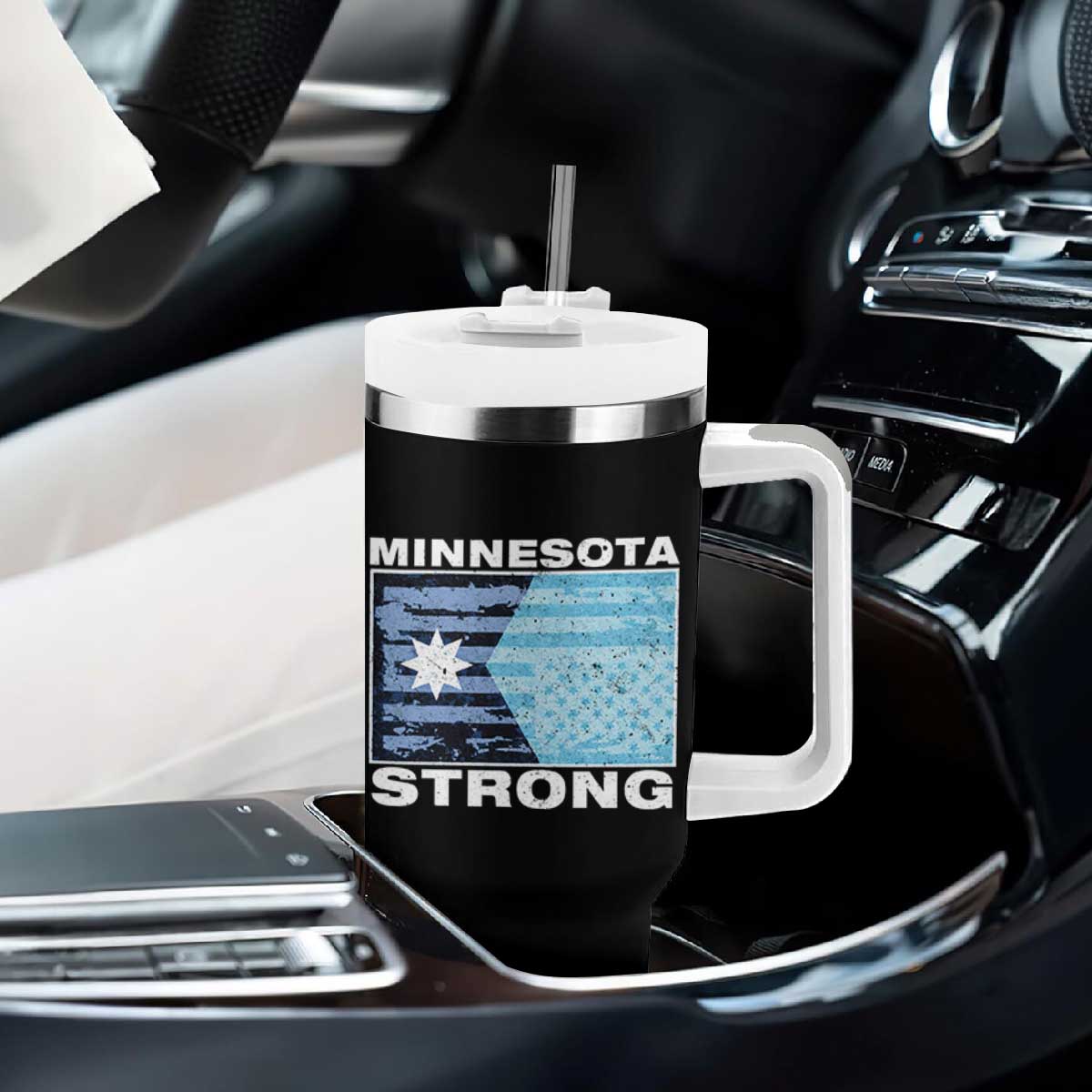 Minnesota Strong Tumbler With Handle MN State Flag Political Protest MN Resistance Abolish ICE TS14 Print Your Wear