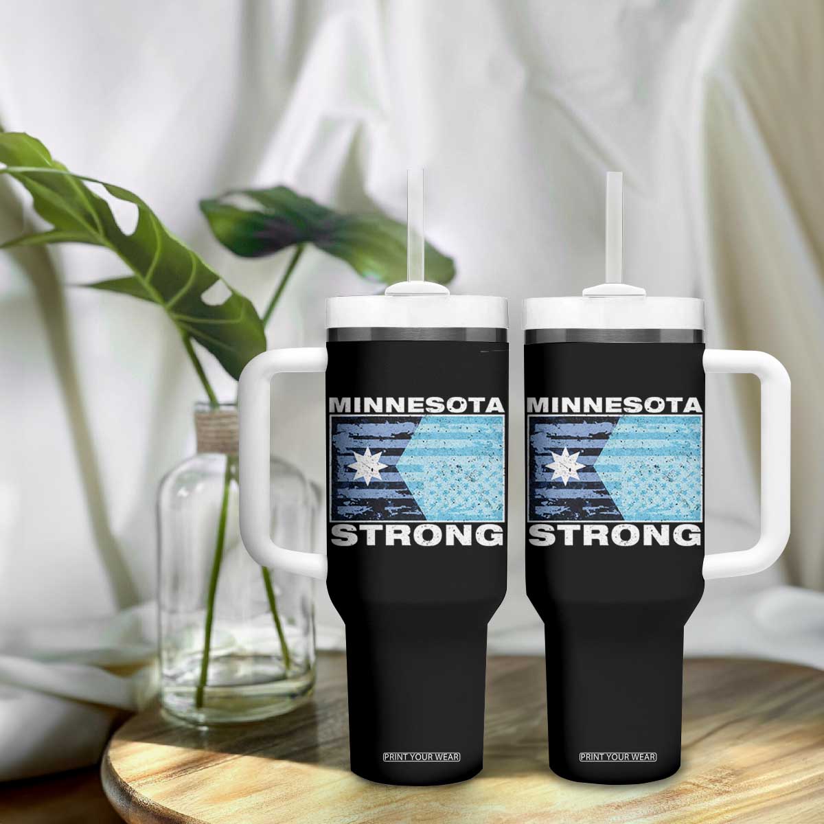 Minnesota Strong Tumbler With Handle MN State Flag Political Protest MN Resistance Abolish ICE TS14 Print Your Wear