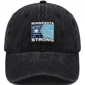 Minnesota Strong Washed Cotton Baseball Cap MN State Flag Political Protest MN Resistance Abolish ICE TS14 Washed Cap Universal Fit Black Print Your Wear