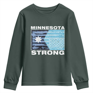 Minnesota Strong Youth Sweatshirt MN State Flag Political Protest MN Resistance Abolish ICE TS14 Dark Forest Green Print Your Wear