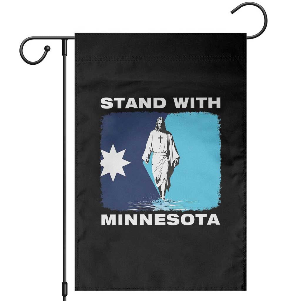Stand with Minnesota Garden Flag Christian Jesus Minnesota Strong Subtle Anti ICE TS14 Black Print Your Wear