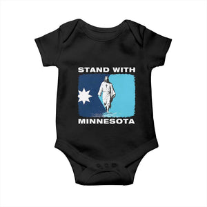 Stand with Minnesota Baby Onesie Christian Jesus Minnesota Strong Subtle Anti ICE TS14 Black Print Your Wear