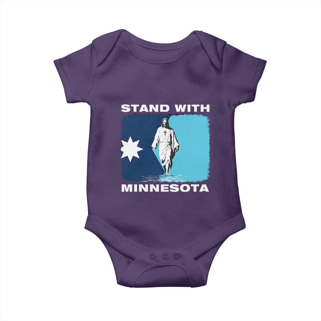 Stand with Minnesota Baby Onesie Christian Jesus Minnesota Strong Subtle Anti ICE TS14 Purple Print Your Wear