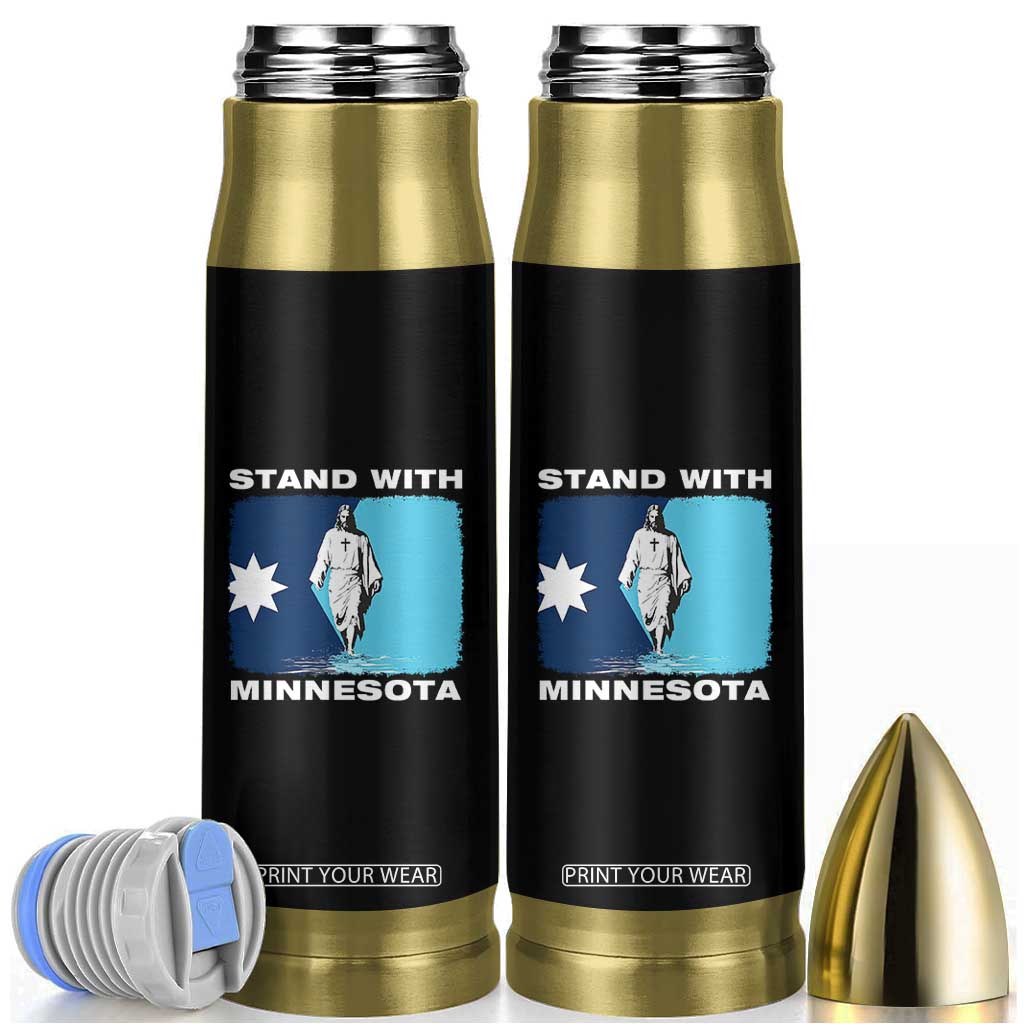 Stand with Minnesota Bullet Tumbler Christian Jesus Minnesota Strong Subtle Anti ICE TS14 Black Print Your Wear