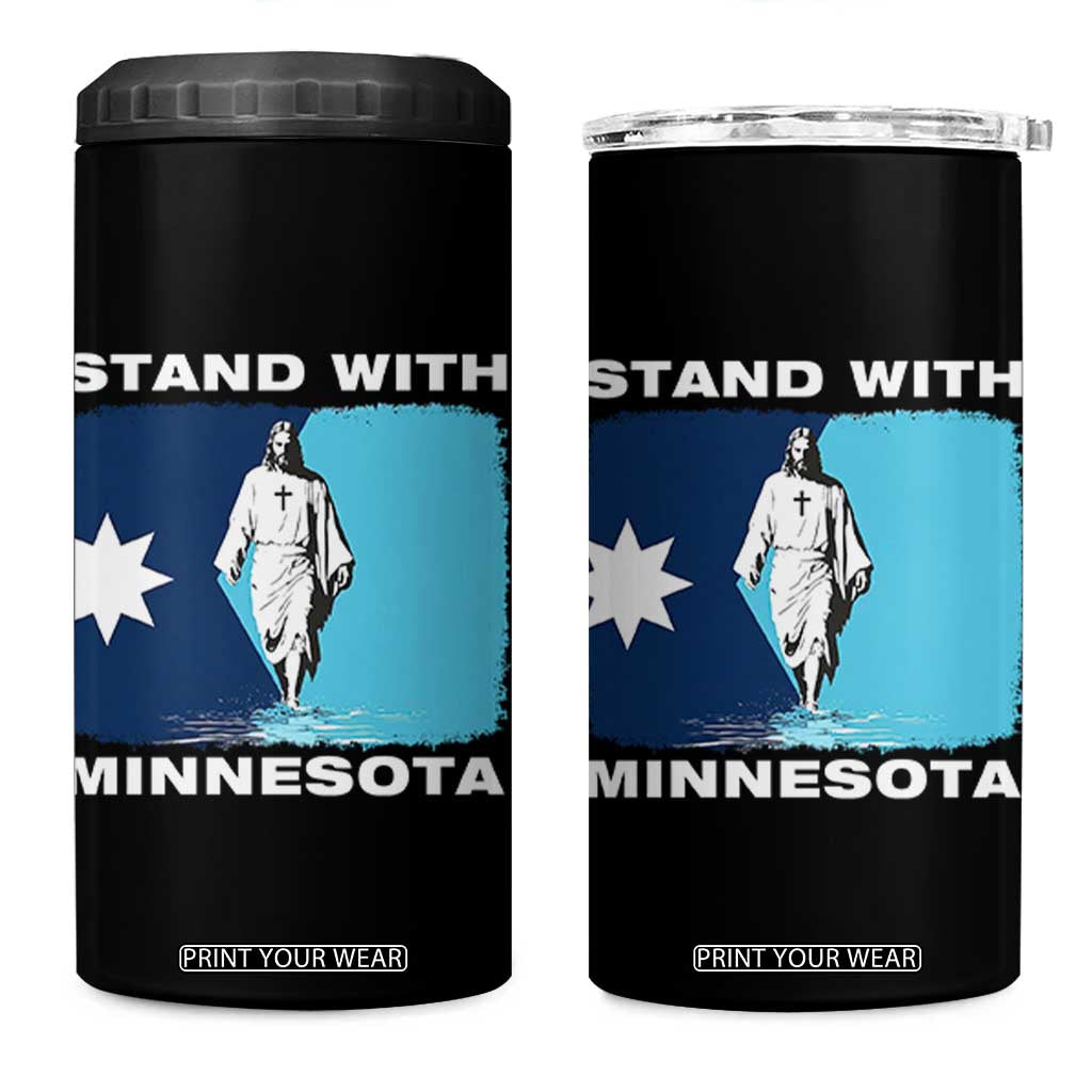 Stand with Minnesota 4 in 1 Can Cooler Tumbler Christian Jesus Minnesota Strong Subtle Anti ICE TS14 One Size: 16 oz Black Print Your Wear
