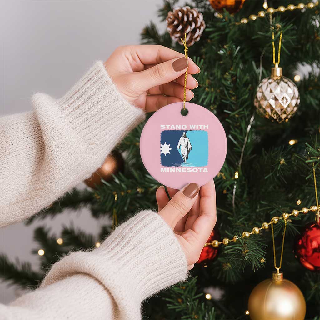 Stand with Minnesota Ceramic Ornament Christian Jesus Minnesota Strong Subtle Anti ICE TS14 1pc Light Pink Print Your Wear