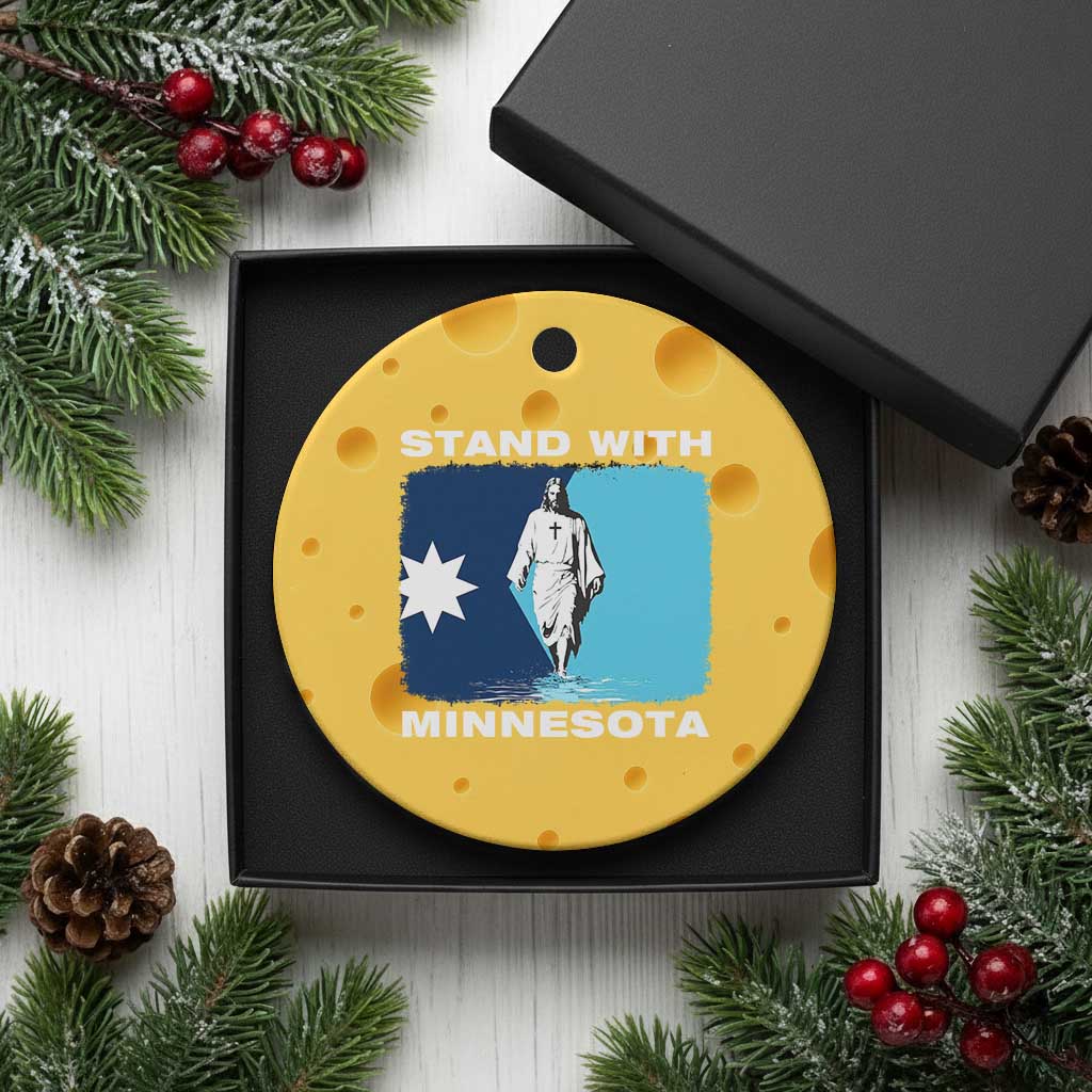 Stand with Minnesota Ceramic Ornament Christian Jesus Minnesota Strong Subtle Anti ICE TS14 1pc Yellow Cheese Print Your Wear
