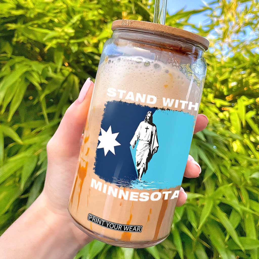 Stand with Minnesota Glass Can Christian Jesus Minnesota Strong Subtle Anti ICE TS14 Black Print Your Wear