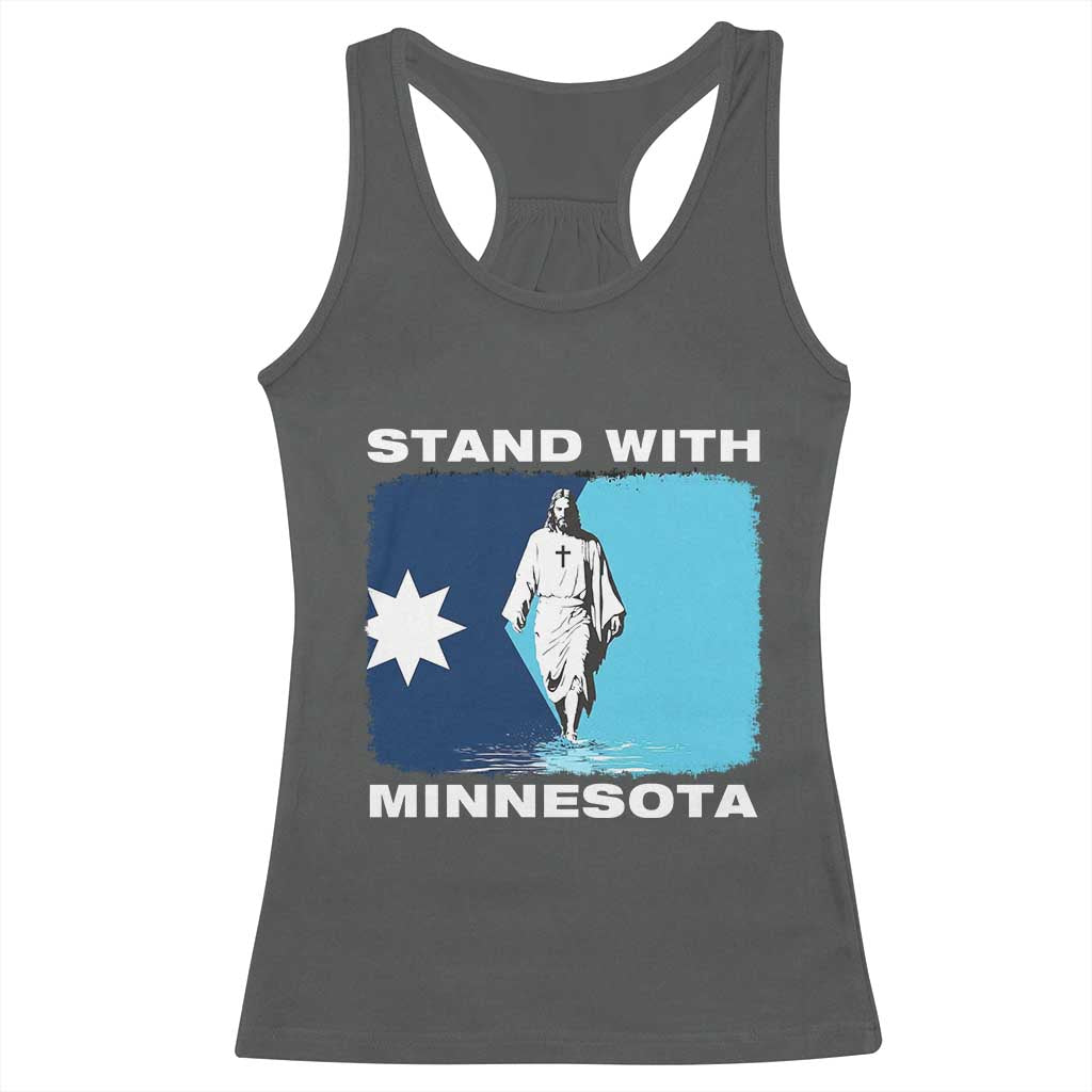 Stand with Minnesota Racerback Tank Top Christian Jesus Minnesota Strong Subtle Anti ICE TS14 Dark Heather Print Your Wear