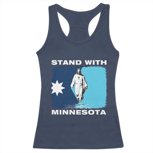 Stand with Minnesota Racerback Tank Top Christian Jesus Minnesota Strong Subtle Anti ICE TS14 Navy Print Your Wear